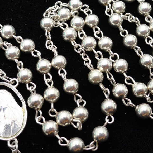 Sterling Silver 18 Grams 17" Rosary - Picture 3 of 8